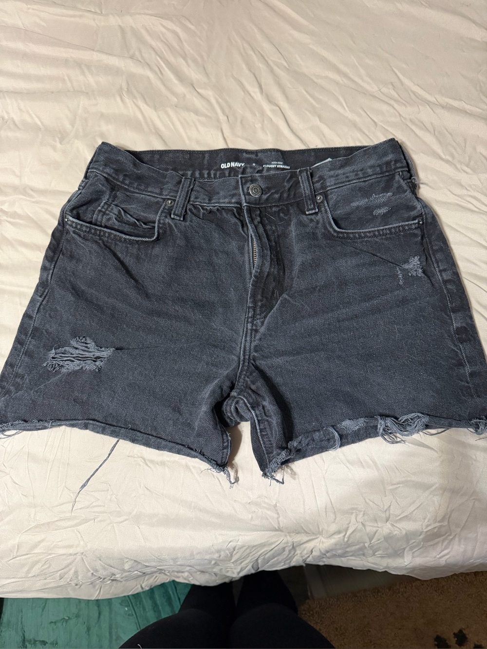 Old Navy Black Distressed Frayed Hem Denim Shorts